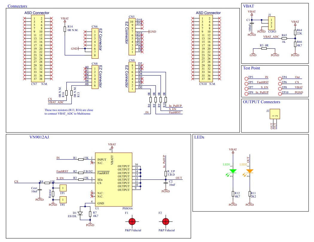 回路図 - STMicroelectronics EV-VN9012AJ評価ボード